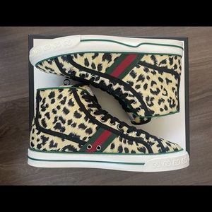 Gucci Leopard Print Tennis High 1977 Sneaker Brand New (43)